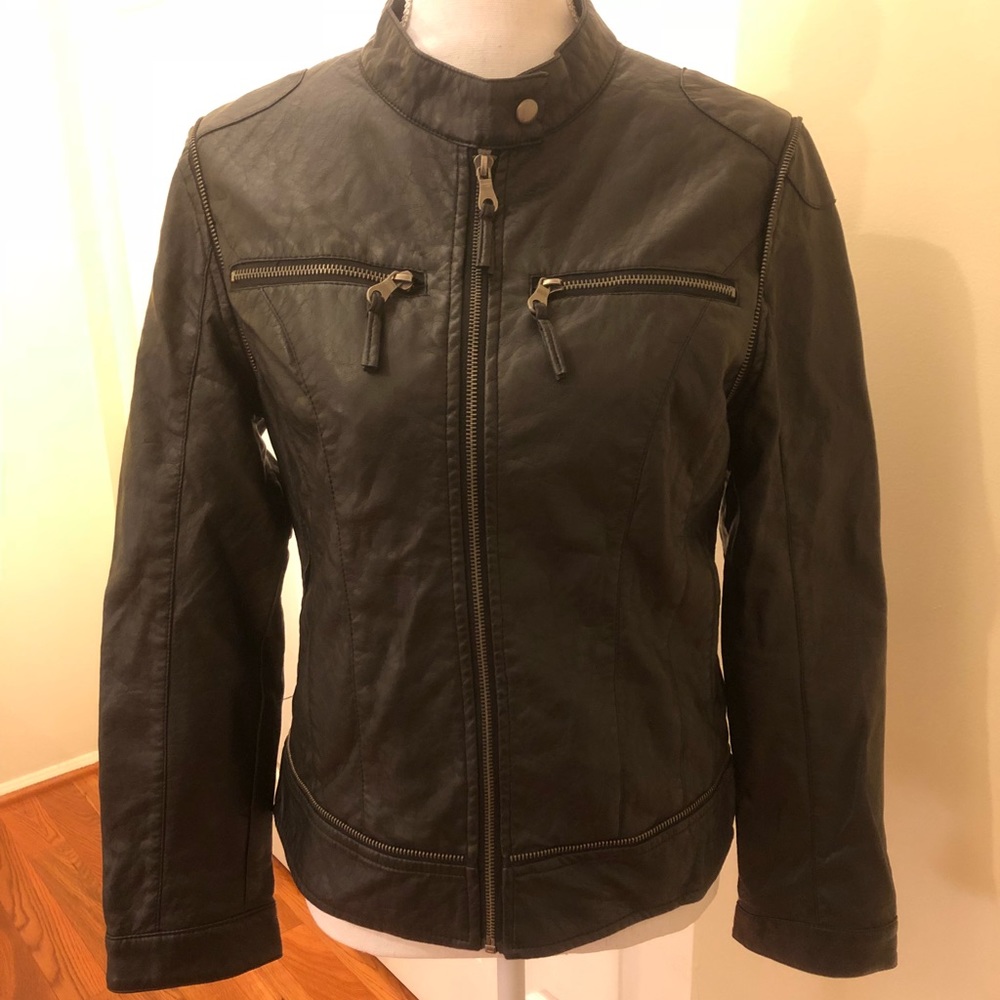 Motorcycle leather (faux) jacket